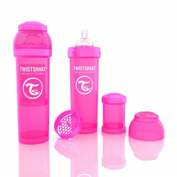 картинка Антиколиковая бутылочка Twistshake для кормления 330 мл. Розовая интернет-магазин Киндермир